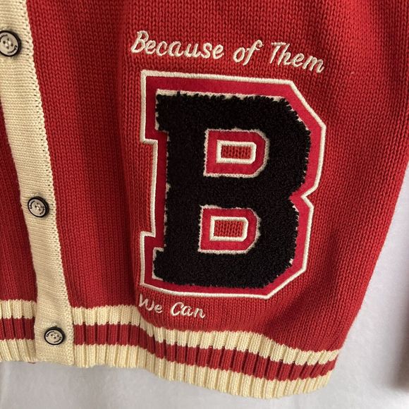 Because Of Them We Can Tuskegee Letterman Cardigan Sweater Burnt Orange Adult S - Picture 3 of 8